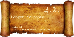 Langer Krizanta névjegykártya